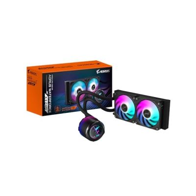 image GIGABYTE AORUS WATERFORCE X II 240 Refroidisseur Liquide pour processeur AIO - 2X Ventilateurs ARGB de 120 mm, écran LCD en Couleur, Daisy-Chain, Compatible avec Intel LGA 1851 et AMD AM5