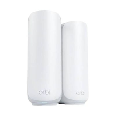 NETGEAR Orbi | Système Mesh WiFi 7 | RBE372 | 2-Pack | Jusqu'à 3.6 Gbps | Couvre jusqu'à 240 m² | 70 appareils | 2.5GB Internet Port | Dual-Band BE3600 | Compatible Murs épais et Toutes Box Internet