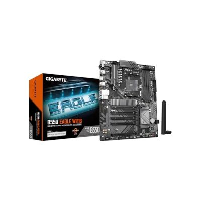 image GIGABYTE B550 Eagle WIFI6 Carte mère - Processeurs AMD Ryzen série 5000 G, VRM 10+3+1 Phases, jusqu'à 3200 MHz DDR4, 1xPCIe 4.0 + 1xPCIe 3.0 M.2, LAN 1GbE, WiFi 6, USB 3.2 Gen 2