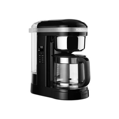 KitchenAid Cafetière Filtre 1,7L, Sortie d'Eau Spirale pour Extraction Uniforme, Carafe 12 Tasses, Plaque Chauffe-Programmable, Réglages Force & Quantité, Noir Onyx