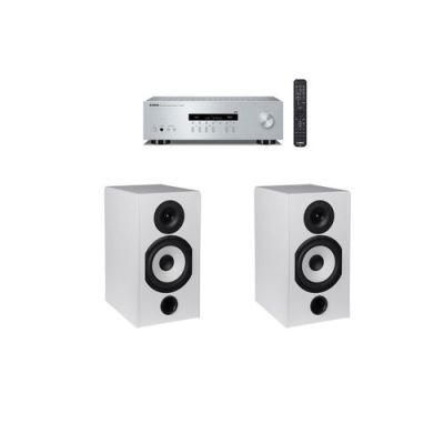 Amplificateur Yamaha R-S202D Argent + Paire d'enceintes bibliothèque Cabasse Antigua MT32/2 Blanc