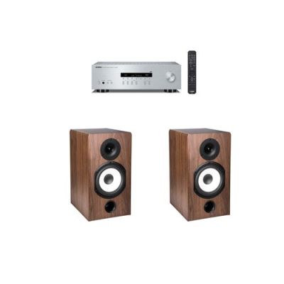 Amplificateur Yamaha R-S202D Argent + Paire d'enceintes bibliothèque Cabasse Antigua MT32/2 Noyer