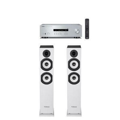 Amplificateur Yamaha R-S202D Argent + Paire d'enceintes colonne Cabasse Jersey MT32/2 Blanc