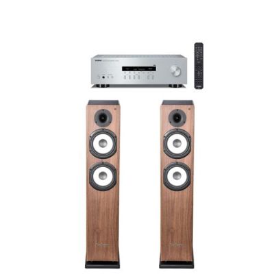 Amplificateur Yamaha R-S202D Argent + Paire d'enceintes colonne Cabasse Jersey MT32/2 Noyer