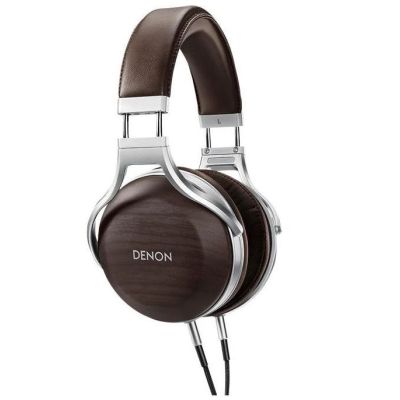 Denon AHD5200 Casque Supra-Auriculaire Premium avec Oreillettes en Bois Zebrano, Haut-Parleurs FreeEdge 50 mm, Certifié Hi-Res Audio - Marron