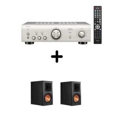 Un ampli Denon PMA-600NE Argent + une paire d'enceintes bibliothèque  Klipsch RP-600M Ebony