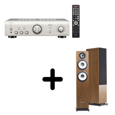 Un ampli Denon PMA-600NE Argent + une paire d'enceintes colonne Cabasse Jersey MT32/2 Edition spéciale Noyer