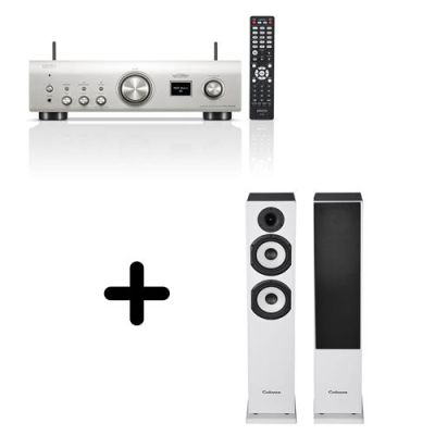 Pack amplificateur Denon PMA-900HNE Argent avec paire d’enceintes Cabasse Jersey MT32/2 Blanc mat
