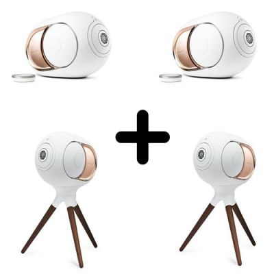 Enceinte sans fil Bluetooth Devialet Phantom I 108 db Or + Pieds d’enceintes Devialet Treepod Iconic White