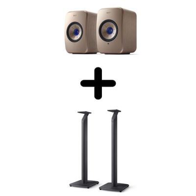 Enceintes connectées Hi-Fi KEF LSX 2 Soundwave Vendues par paire + Pieds de sol KEF S1 pour LSX / LSX 2 Noir Vendus par paire