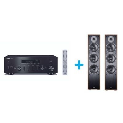 Amplificateur Hi-Fi Yamaha R-N600A Noir + une paire d'enceintes colonne Magnat Monitor S70 Noyer