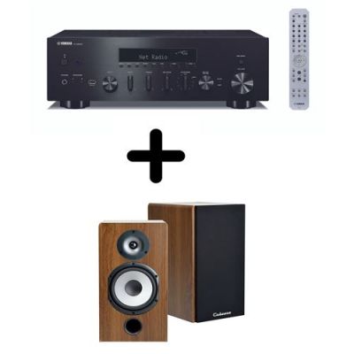 Amplificateur Hi-Fi Yamaha R-N600A Noir + une paire d'enceintes bibliothèque Cabasse Antigua MT32/2 Edition spéciale Noyer