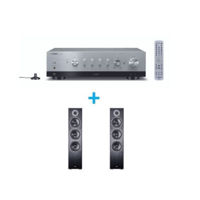 Amplificateur Hi-Fi Yamaha R-N800A Argent + une paire d'enceintes colonne Magnat Monitor S70 Noir