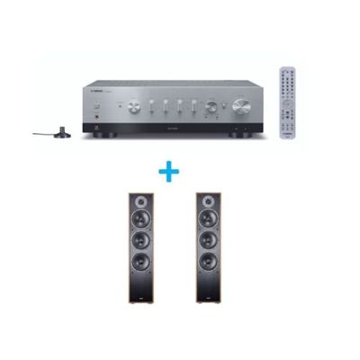 Amplificateur Hi-Fi Yamaha R-N800A Argent + une paire d'enceintes colonne Magnat Monitor S70 Noyer