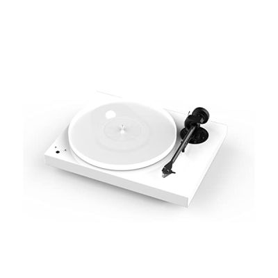 Pro-Ject X1 B True Balanced Tourne-disque avec interrupteur de vitesse électronique, bras en carbone et plaque d'immatriculation en acrylique, avec Pick it S2 MM, blanc brillant