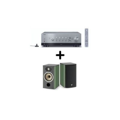 Un ampli Yamaha R-N800A Argent + une paire d'enceintes bibliothèque Focal Aria Evo X N°1 Vert