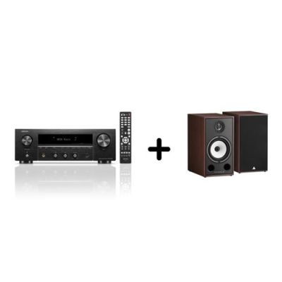 Un ampli Denon DRA-900H Noir + une paire d'enceintes bibliothèque Triangle BR03 Noyer