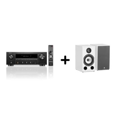 Un ampli Denon DRA-900H Noir + une paire d'enceintes bibliothèque Triangle BR03 Blanc
