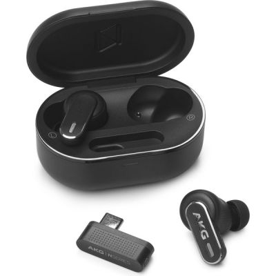 AKG N5 Hybrid TWS Casque – Son cristallin sans Fil, True Adaptive Noise Cancelling, Qualité d'appel certifiée Zoom, Autonomie de 40h, Protection IP54, Bluetooth, USB-C, Noir