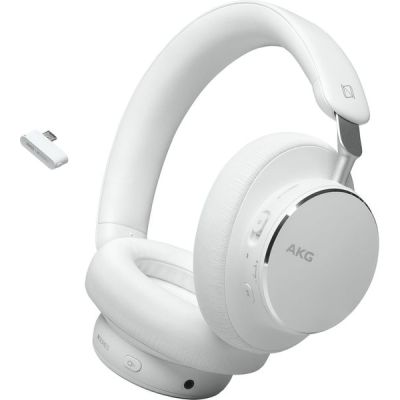 AKG N9 Hybrid Over-Ear Casque – Son cristallin sans Fil, True Adaptive Noise Cancelling, Qualité d’Appel certifiée Zoom, 100h d’autonomie, Bluetooth, USB-C, Blanc