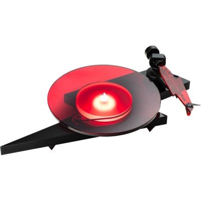 Pro-Ject AC/DC Artist Collection Platine vinyle édition limitée Design spécial Micro rouge 2 m Plaque en verre Design sans résonance Éclairage LED