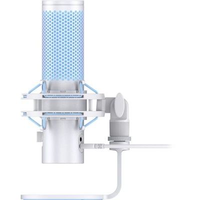 HyperX QuadCast 2, Microphone USB à condensateur pour Gaming/Streaming/Podcast, 4 directivités, Commandes intégrées, éclairage LED, Support Anti Choc Amovible, PC/Mac/PS5/PS4, USB-C, Blanc