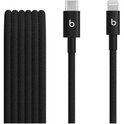 image Beats USB-C vers Lightning Câble tissé , charge rapide, durable/anti-nœuds, chargeur compatible pour les appareils Apple à port Lightning (1,5 m) - Noir intense