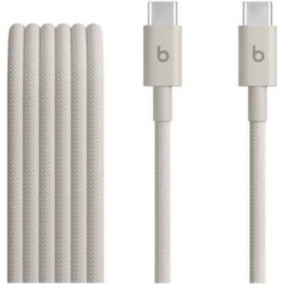 Beats USB-C vers USB-C Câble tissé, charge rapide, durable/anti-nœuds, chargeur compatible pour les appareils Apple et Android (1,5 m) - Gris éclair