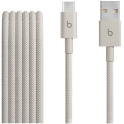 Beats USB-A vers USB-C Câble tissé, charge rapide, anti-nœuds, chargeur compatible pour les appareils Apple et Android (1,5 m) - Gris éclair