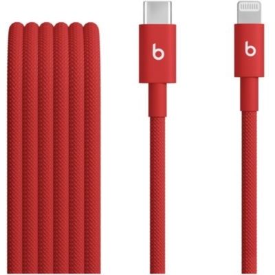 image Beats USB-C vers Lightning Câble tissé , charge rapide, durable/anti-nœuds, chargeur compatible pour les appareils Apple à port Lightning (1,5 m) - Rouge flash