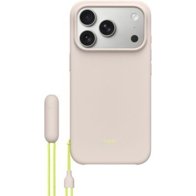 image Beats Coque avec béquille pour iPhone 17 Pro équipée MagSafe avec Commande de l'appareil Photo, Support intégré et dragonne, Fini Mat et Doublure en Tissu Microfibre - Gris Gypse