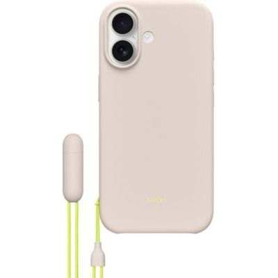 Beats Coque avec béquille pour iPhone 17 équipée MagSafe avec Commande de l'appareil Photo, Support intégré et dragonne, Fini Mat et Doublure en Tissu Microfibre - Gris Gypse