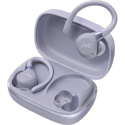 image Fitness Series JVC HAE-C75T-V Écouteurs de sport sans fil avec arceau réglable, réduction active du bruit, mode ambiant, IP57, 40 heures d'autonomie, égaliseur App, faible latence, microphone – Violet