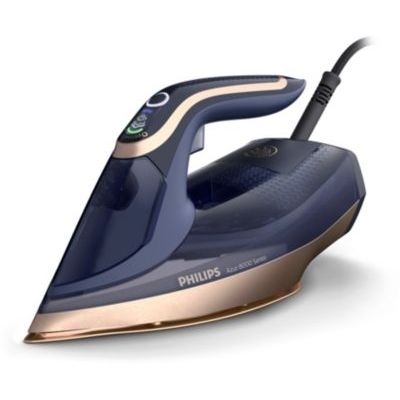 image Philips Azur 8000 Series Fer À Vapeur - 85 g/min De Vapeur Continue, Effet Pressing Jusqu' À 260 g, 3000 W, Technologie OptimalTEMP, Semelle SteamGlide Elite, Bleu Foncé (DST8050/20)