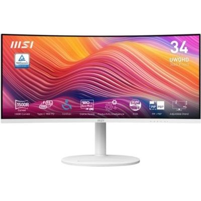 MSI Modern MD342CQPW Écran Professionnel incurvé 34" UWQHD | Dalle VA 3440x1440, 120Hz, 1ms, courbure 1500R, compatible VESA, HDMI, DisplayPort, USB-C, FreeSync Premium