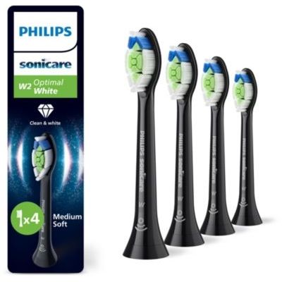 image Philips Sonicare W2 Optimal White - Têtes de brosse à dents de rechange d'origine, noir, lot de 4, HX6064/88