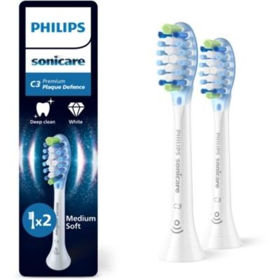 image Philips Sonicare C3 Premium Plaque Defence - têtes de brosse à dents de rechange d'origine, blanc, lot de 2, HX9042/87