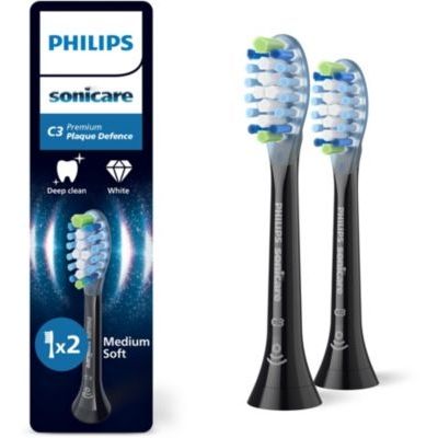 image Philips Sonicare C3 Premium Plaque Defence - têtes de brosse à dents de rechange d'origine, noir, lot de 2, HX9042/88