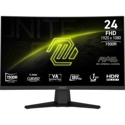 image MSI MAG 244C Écran Gaming incurvé 24'' FHD 1500R, Dalle VA 1920 x 1080, 180 Hz, 1ms, AMD FreeSync, DP 1.2a, HDMI 2.0b CEC, sans Bordure, Compatible VESA, Noir