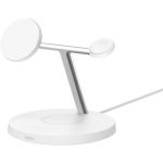 image produit Belkin BoostCharge Station de Recharge 3-en-1 avec Qi2, Chargeur MagSafe Compatible pour Les modèles de l'iPhone 17, iPhone Air, Apple Watch, AirPods, Pixelsnap, Adaptateur Inclus - Blanc - livrable en France