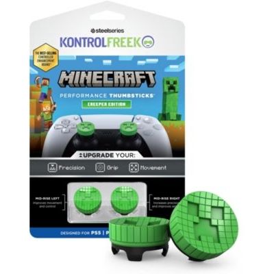 image KontrolFreek Performance Thumbsticks® Minecraft – Édition Creeper | PlayStation 5 (PS5) et PlayStation 4 (PS4) | 2 joysticks pour Pouces mi-Hauts