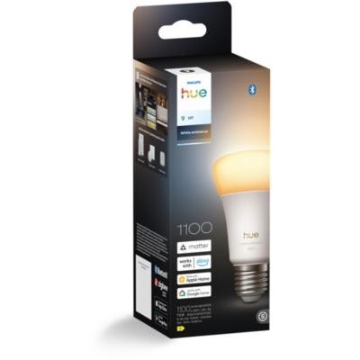image Philips Hue Ampoule LED connectée A60, White Ambiance, Culot E27, 8,1 W, Spectre complet 1000-2000 K, 1100 lumens, Intensité variable, Compatible avec Alexa, Google Assistant et Apple Home, pack de 1
