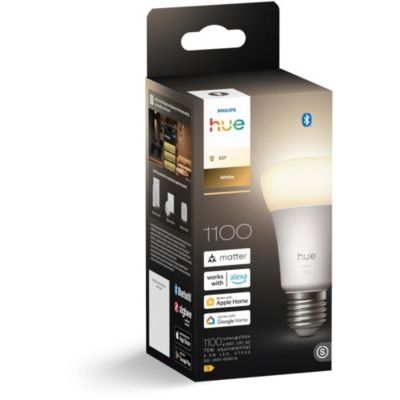 image Philips Hue Ampoule LED connectée A60, Lumière blanche chaude 2700 K, Culot E27, 9,5 W, 1100 lumens, Intensité variable, Compatible avec Alexa, Google Assistant et Apple Home, pack de 1
