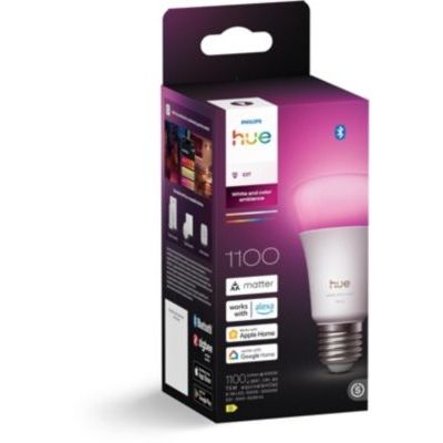 image Philips Hue Ampoule LED connectée A60, White and color, Culot E27, 8,1 W, Spectre complet 1000-2000 K, 1100 lumens, Intensité variable, Compatible avec Alexa, Google Assistant et Apple Home, pack de 1