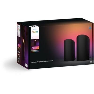 image Philips Hue Play Wall Washer Connecté Noir, Pack de 2, White and Color Ambiance avec technologie ColorCast, Compatible Bluetooth, Contrôle Vocal avec Alexa, Apple Home & Google Assistant Philips.