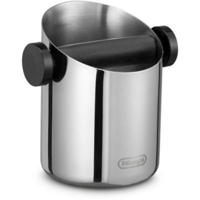 image De'Longhi Bac à Marc de Café DLSC084, Acier Inoxydable, Base en Caoutchouc Antidérapante, Très Stable, Barre de Frappe Amovible en Métal, Revêtement Caoutchouc pour un Entretien Facile, Diamètre 51mm