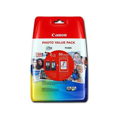 Canon PG-540XL/CL-541XL Cartouche Noire + Couleur XL + Pack de 50 feuilles papier photo PP-201 10x15cm