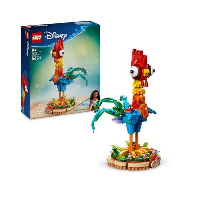 LEGO ǀ Disney Vaiana 2 Heihei - Jouet de Construction & Décoration Intérieure - Figurine d'Animal avec Tête Pivotante, Ailes Mobiles, Queue de Plumes & Support - Cadeau d'Anniversaire pour Fille 9 ans