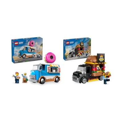 image LEGO City Le Food-Truck de Donuts - Véhicule Mobile pour garçons et Filles dès 5 Ans avec Machine à café et Caisse enregistreuse - Minifigurines de Marchand et de cliente - Idée Cadeau Amusante 60452