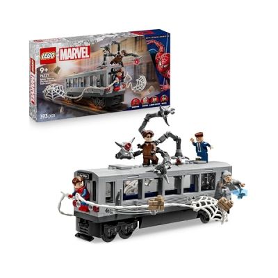 image LEGO ǀ Marvel La Scène du Train de Spider-Man et Docteur Octopus - Jouet avec 4 Minifigurines - Décoration - Cadeau de Super-Héros Collector pour Garçon ou Fan du Film dès 9 Ans 76321